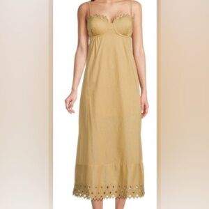 VIX BY PAULA HERMANNY Tess Cutout A-Line Midi-Dress/Light Tan- Size M